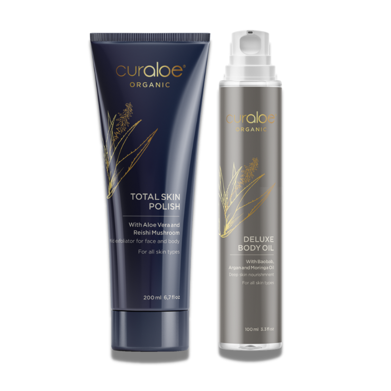 Curaloe Organic Aloe Vera Glow Kit - Exfoliate and Hydrate for Glowing Skin