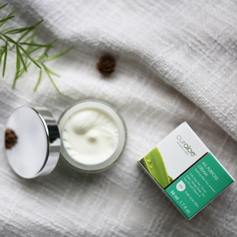 Curaloe skin repair cream, packed with natural ingredients like Grapeseed Oil and Tea Tree Oil, for healthy, radiant skin