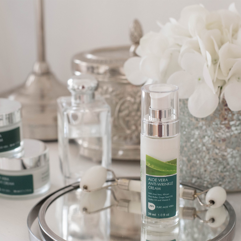 Potent anti-aging serum by Curaloe with Shea Butter and Hyaluronic Acid, enhancing skin elasticity and hydration