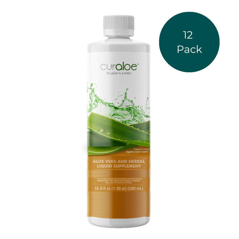 Curaloe Digestive Support - Aloe Vera Juice to Relieve Constipation, Bloating, and Cramps - 12 Pack
