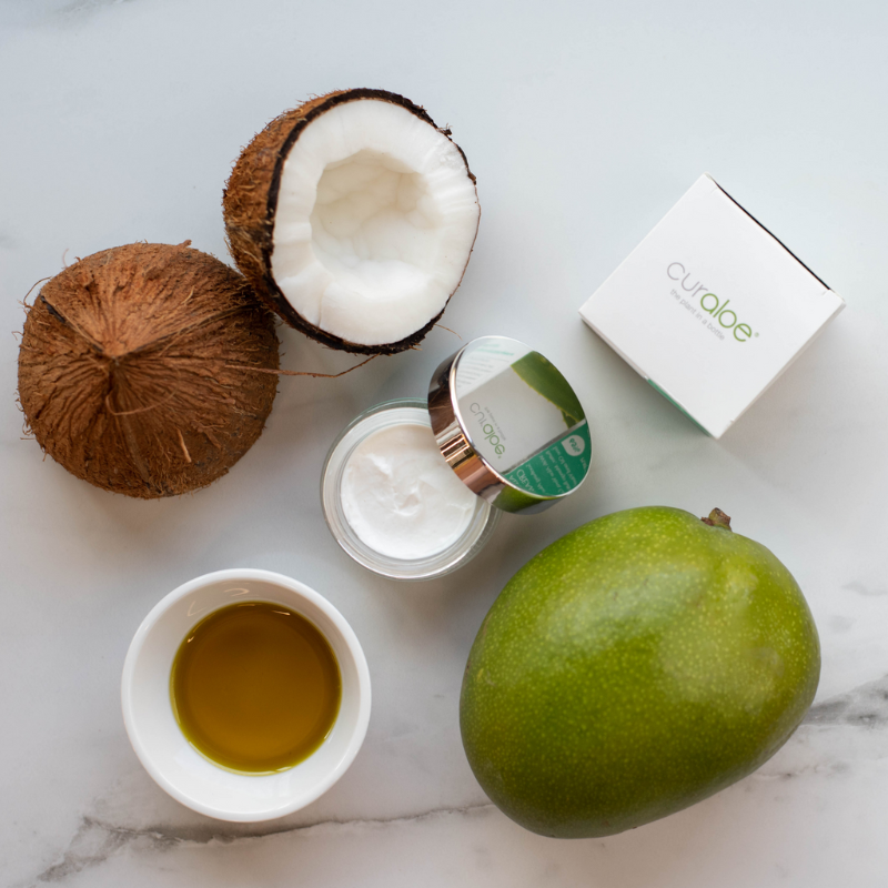 Effective skin treatment cream from Curaloe, showing its rich texture and formula designed to soften and soothe rough skin