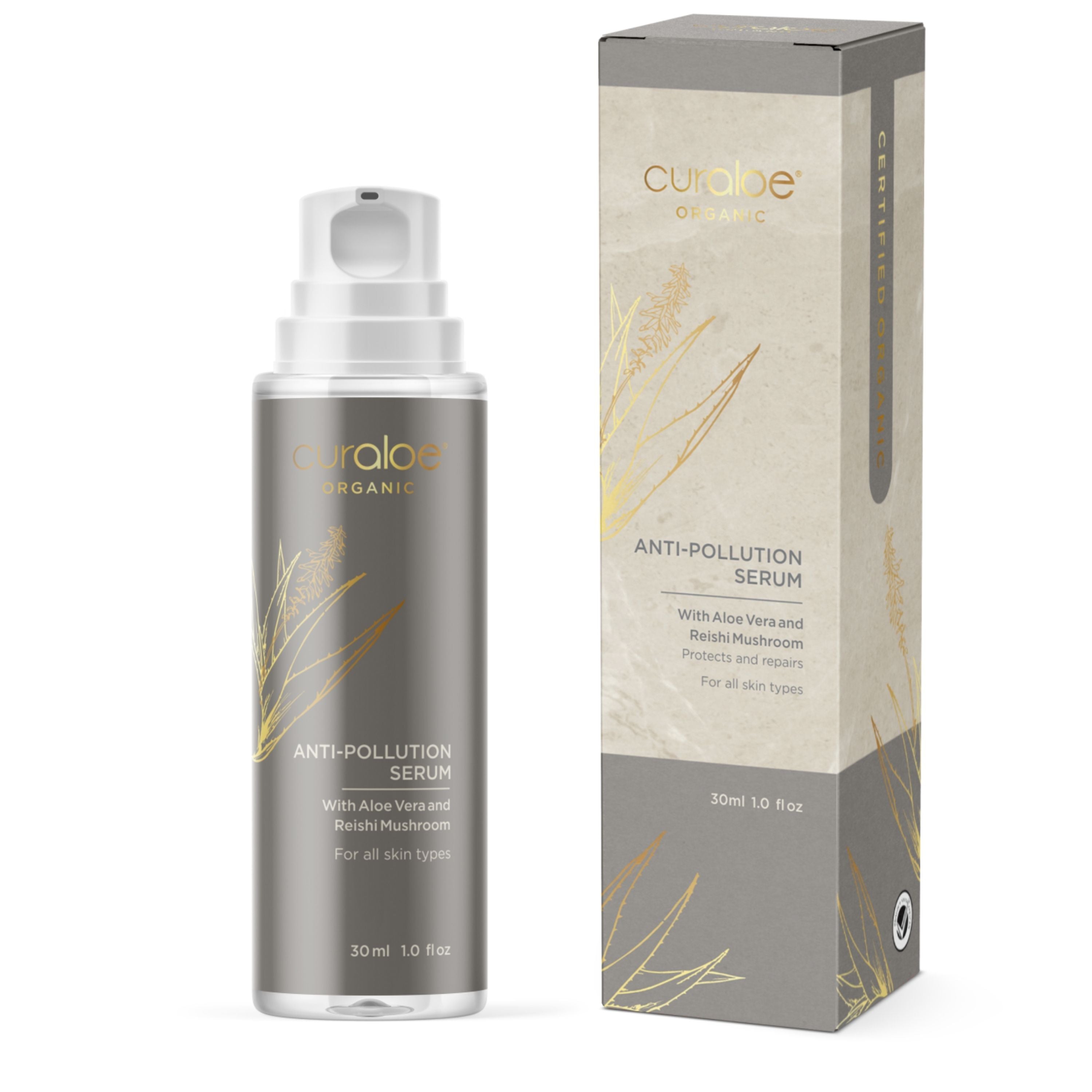 Organic Anti-Pollution Serum - 81% Aloe Vera and Reishi Mushroom